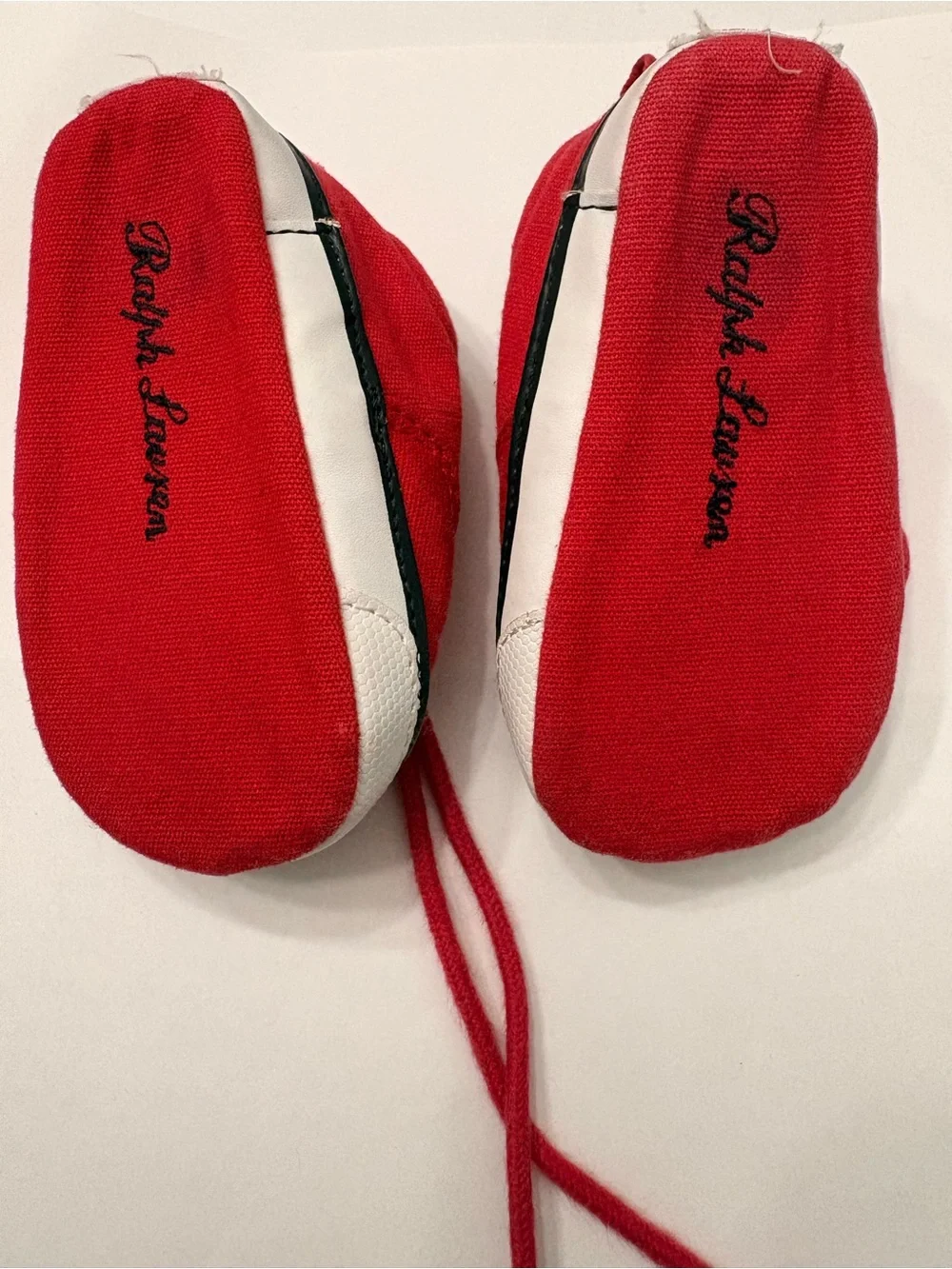 Polo by Ralph Lauren Red Canvas Baby Lace-Up Sneakers
